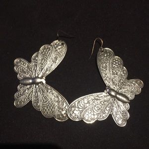 Silver Butterfly hanging earings